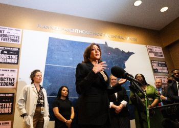 US Vice President Kamala Harris speaks during her visit to a Planned Parenthood clinic in Saint Paul, Minnesota, on March 14, 2024. Harris toured an abortion clinic, highlighting a key election issue in what US media reported was the first such visit by a president or vice president. / ©AFP