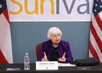 US Treasury Secretary Janet Yellen speaks during an event in Norcross, Georgia / ©AFP