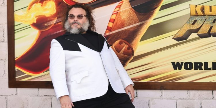 Jack Black, who provides the voice of giant panda Po in 'Kung Fu Panda 4,' attends the film's Los Angeles premiere on March 3, 2024. ©AFP