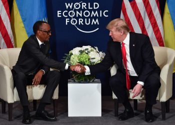 Former US president Donald Trump did not visit Africa during his term, but sometimes met African leaders like Rwanda's Paul Kagame at international events like the 2018 World Economic Forum in Davos   / ©AFP