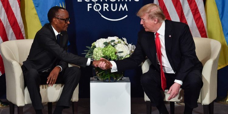 Former US president Donald Trump did not visit Africa during his term, but sometimes met African leaders like Rwanda's Paul Kagame at international events like the 2018 World Economic Forum in Davos   / ©AFP