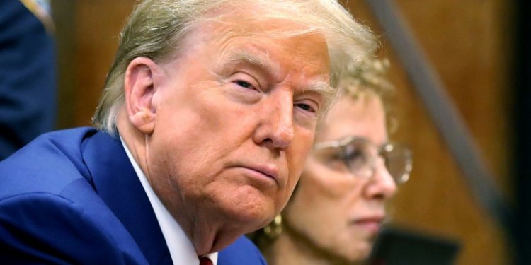 Former US president Donald Trump and one of his lawyers Susan Necheles in court for a pre-trial hearing in his New York 'hush money' case. ©AFP