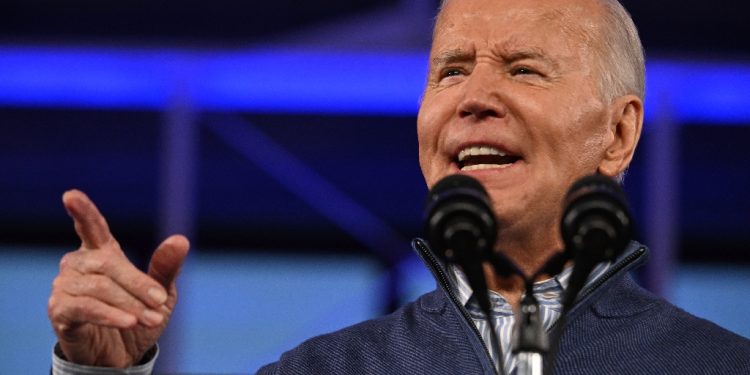 US President Joe Biden speaks at a campaign event in Philadelphia, Pennsylvania  / ©AFP