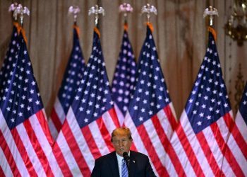 Former US President and 2024 presidential hopeful Donald Trump speaks during a Super Tuesday election night watch party  / ©AFP