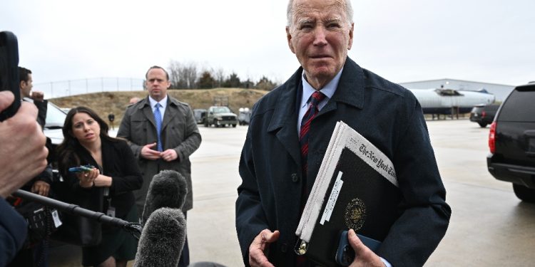 Biden huddled with aides over the weekend at the Camp David retreat crafting the speech / ©AFP