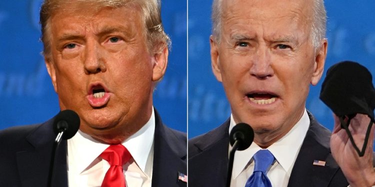 US President Donald Trump and Democratic presidential candidate Joe Biden during the final presidential debate in Nashville, Tennessee / ©AFP