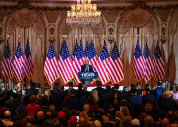 Former US President and 2024 presidential hopeful Donald Trump speaks during a Super Tuesday election night watch party at Mar-a-Lago Club in Palm Beach, Florida, on March 5, 2024.  / ©AFP