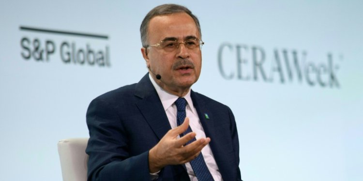 Saudi Aramco President & CEO Amin Nasser speaks during the CERAWeek oil summit in Houston, Texas. ©AFP