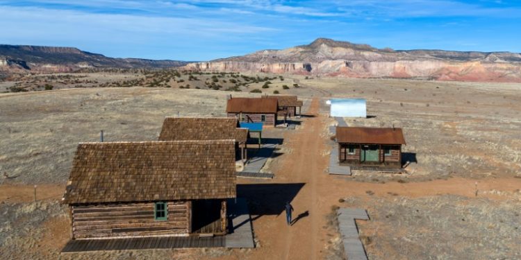 View of the New Mexico set where director Christopher Nolan shot the Los Alamos scenes for his Oscar-nominated movie 'Oppenheimer'. ©AFP