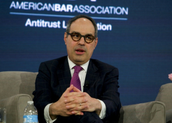 US Assistant Attorney General for the Antitrust Division of the Department of Justice Jonathan Kanter speaks at the "Enforcers' Roundtable" panel at the American Bar Association's 2024 antitrust spring meeting in Washington, on April 12, 2024. ©AFP