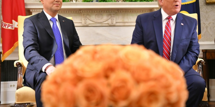 Then-US president Donald Trump meets with Polish President Andrzej Duda in the Oval Office. ©AFP