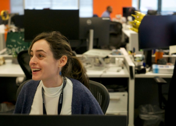 Matti Gellman, seen here inside the Baltimore Banner's newsroom, is launching her career as American journalism is in what experts have called a "perilous" state. ©AFP