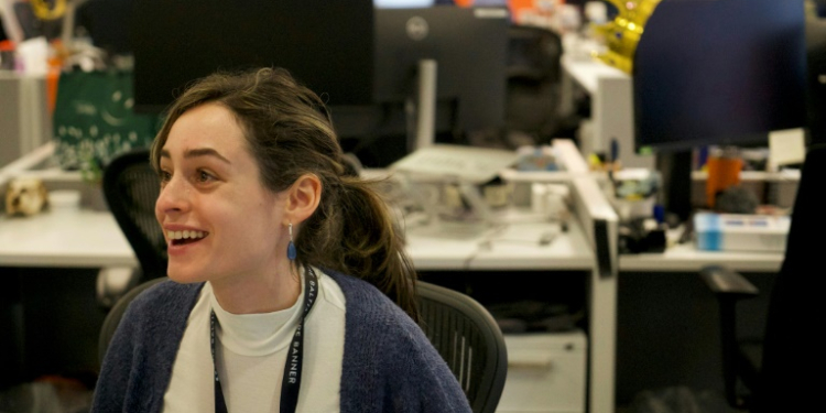 Matti Gellman, seen here inside the Baltimore Banner's newsroom, is launching her career as American journalism is in what experts have called a "perilous" state. ©AFP