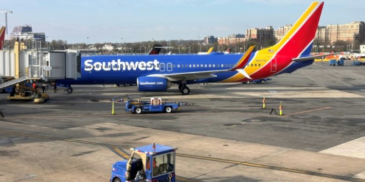 A Southwest Airlines Boeing 737 sits at a gate at Washington's Reagan National Airport (DCA) in Arlington, Virginia, on March 31, 2024. ©AFP