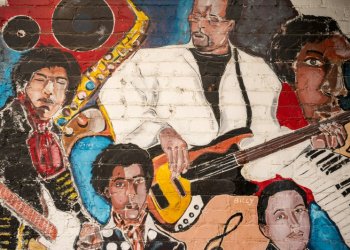 A mural on Nashville's Jefferson Street Sound museum speaks to the area's once-thriving music scene. ©AFP