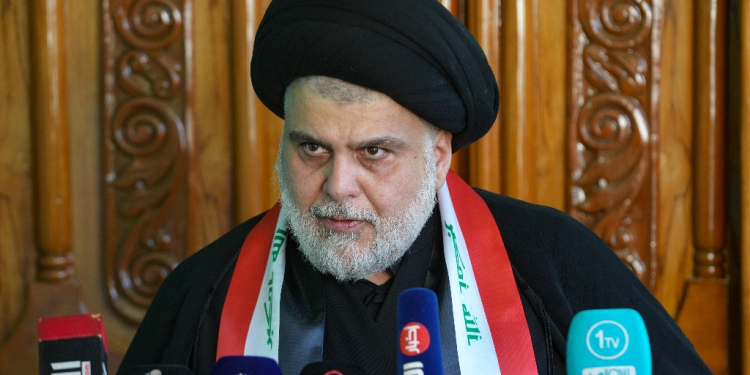 Iraqi cleric Moqtada Sadr, pictured at his home in the holy city of Najaf on July 20, 2023, retains a devoted following of millions among the country's majority Shiite Muslim population, and wields great influence over Iraqi politics / ©AFP