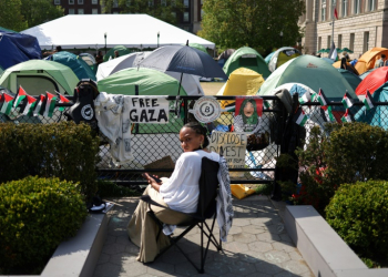 The pro-Palestinian encampment at Columbia University on April 28, 2024 in New York City. ©AFP