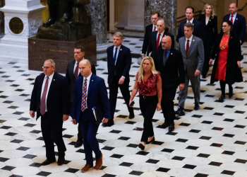 US House impeachment managers deliver articles of impeachment for US Homeland Security Secretary Alejandro Mayorkas to the US Senate at the US Capitol / ©AFP