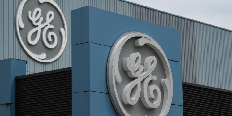 The logo of US giant General Electric in Belfort, eastern France, on June 3, 2019. General Electric is breaking up into three entities as of April 2, 2024. ©AFP