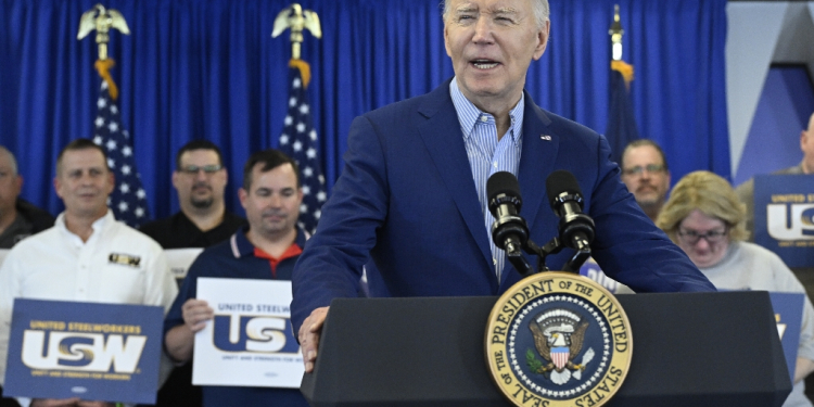 US President Joe Biden speaks during an event at the United Steelworkers Headquarters in Pittsburgh, Pennsylvania / ©AFP