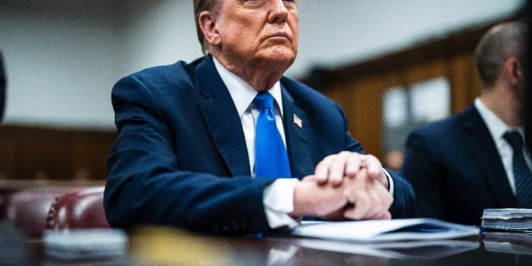 Donald Trump attends his trial in New York on April 18, 2024 / ©AFP