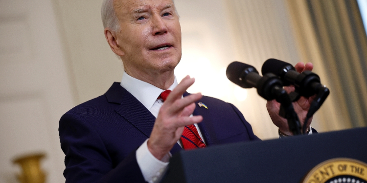 US President Joe Biden delivers remarks after signing legislation authorizing aid for Ukraine, Israel and Taiwan at the White House on April 24, 2024 / ©AFP