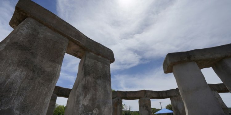 Stonehenge II, a concrete sculpture built as an homage to England's original Stonehenge, will be a gathering point in Ingram, Texas for people watching the total solar eclipse on April 8 2024. ©AFP