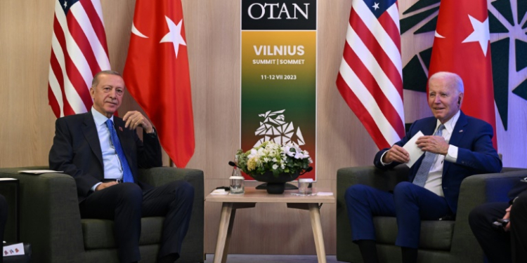 Erdogan and Biden last met at the NATO Summit in Vilnius in July 2023. ©AFP