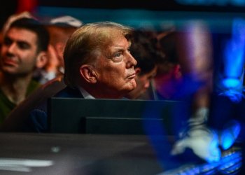 Former US President Donald Trump attends the Ultimate Fighting Championship in Miami, Florida in March / ©AFP