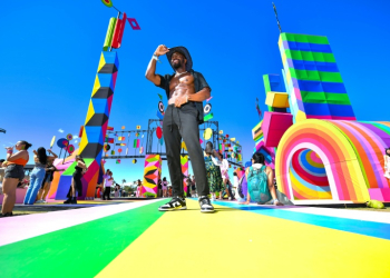 Coachella weekend one was a mash-up of indie rock, Latin pride and the brightly colored sculptures -- shown here is "Monarchs: A House in Six Parts" by Hannah -- the desert music festival is known for. ©AFP