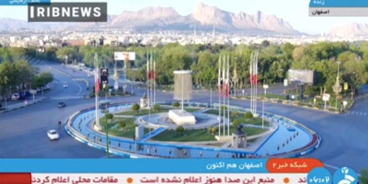 An image grab shows, according to the Islamic Republic of Iran Broadcasting (IRIB), a live picture of the city of Isfahan, following reports of explosions heard in the province  / ©AFP