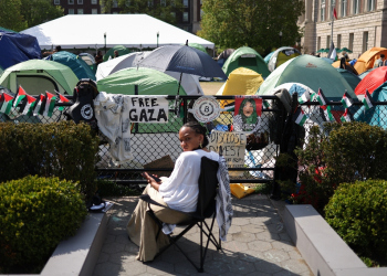 The pro-Palestinian encampment at the Columbia University on April 28, 2024 in New York City / ©AFP