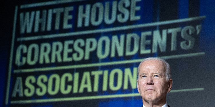 US President Joe Biden at the 2023 edition of the White House Correspondents' Association dinner in Washington / ©AFP