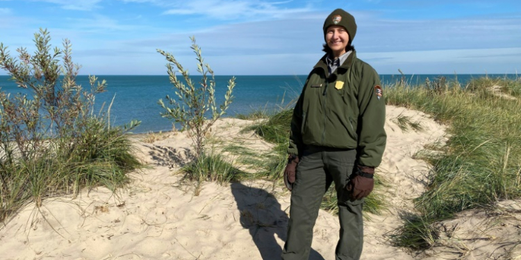 Geologist Laura Brennan is seen in Indiana Dunes National Park, where she has worked for two decades. ©AFP