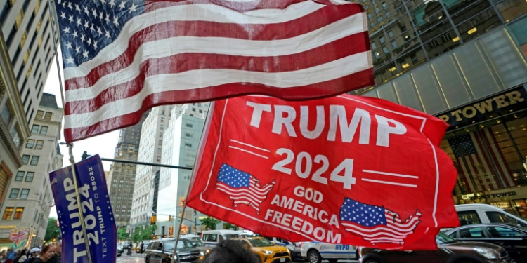 Supporters of former president Donald Trump outside Trump Tower after he was convicted in his hush money case. ©AFP