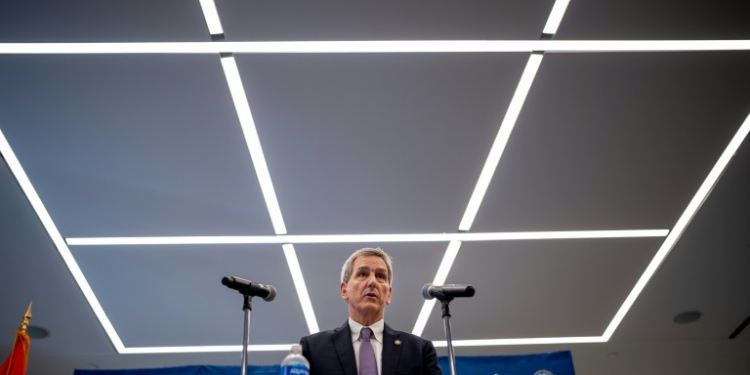 Federal Aviation Administration Administrator Mike Whitaker speaks at a news conference at the FAA Headquarters in Washington. ©AFP