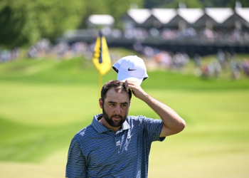 Scottie Scheffler of the United States walks off the 18th green during the final round of the 2024 PGA Championship at Valhalla Golf Club on May 19. ©AFP