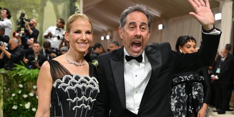 Jerry Seinfeld and his wife Jessica, shown here arriving for the Met Gala earlier this month in New York City, have been unusually vocal about their support for Israel since the Gaza war began / ©AFP