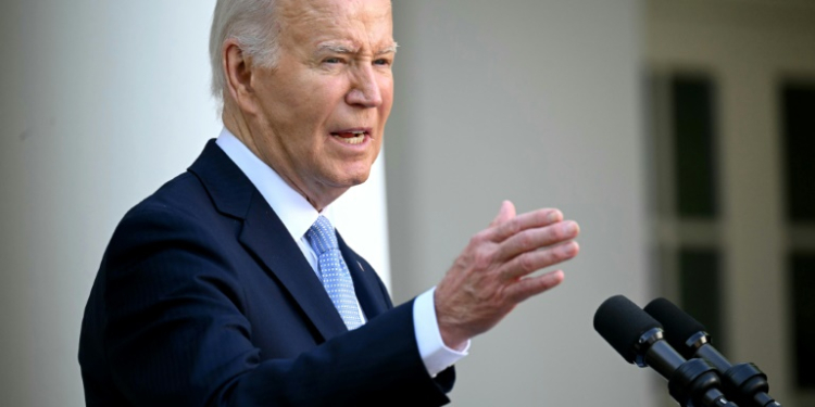 US President Joe Biden speaks at a celebration for Jewish American Heritage Month at the Rose Garden of the White House in Washington, DC on May 20, 2024. ©AFP