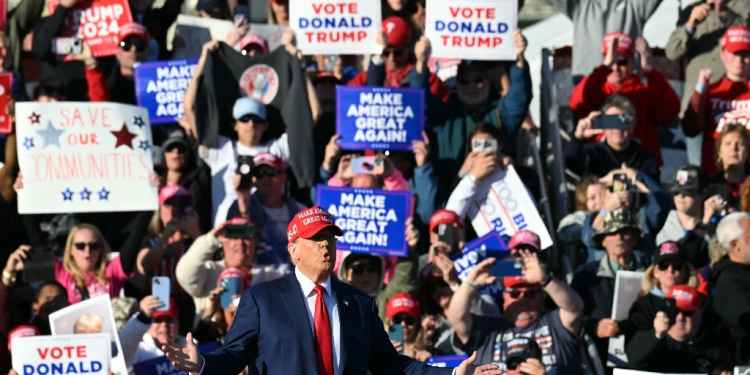 Republican presidential candidate Donald Trump speaks at a rally in Wildwood, New Jersey, on May 11, 2024 - one of a number of recent sorties into liberal states / ©AFP