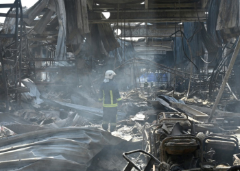 The report used open-source imagery to confirm that debris found in Ukraine's Kharkiv region (pictured) in January this year is from a short-range ballistic missile made in North Korea. ©AFP