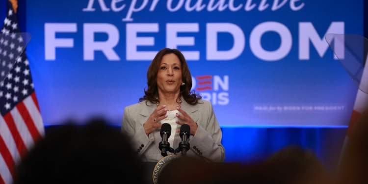 US Vice President Kamala Harris, who has led a nationwide tour on reproductive rights,  speaks in Jacksonville, Florida about the southern state's new six-week abortion ban  / ©AFP