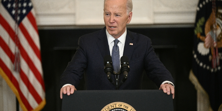 US President Joe Biden speaks about the situation in the Middle East, in the State Dining Room of the White House on May 31, 2024.  / ©AFP