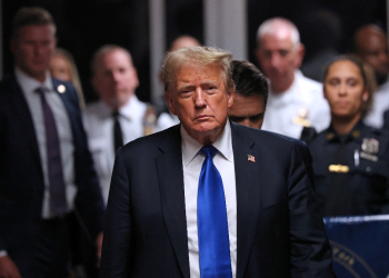 Donald Trump exits the courtroom after he was convicted in his criminal trial at Manhattan Criminal Court in New York / ©AFP