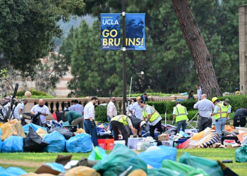 UCLA moved classes online after a large police contingent forcibly cleared a sprawling encampment. ©AFP