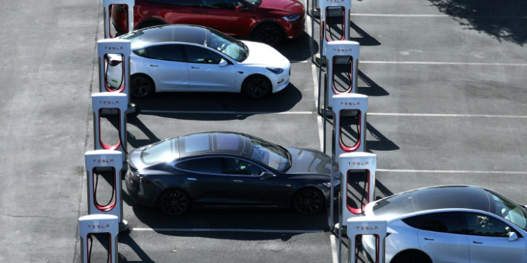 A Tesla Supercharger station in Petaluma, California . ©AFP