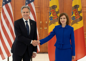 US Secretary of State Antony Blinken promised robust support to Moldova, ranging from energy independence to democracy, following talks with President Maia Sandu in Chisinau.. ©AFP