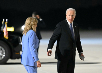 US President Joe Biden, pictured with First Lady Jill Biden, after the debate on June 27, 2024, said he thought he had performed 'well'. ©AFP