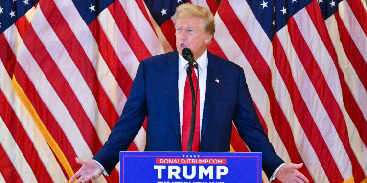 Donald Trump speaks during a press conference in New York on May 31, 2024 after being found guilty of falsifying business records / ©AFP