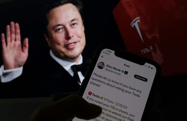 Tech billionaire Elon Musk is encouraging shareholders in electric automaker Tesla to vote in favor of a plan that includes a massive pay package for the company's founder and chief executive. ©AFP